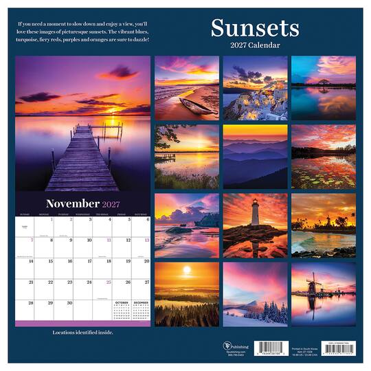 2027 Sunsets Wall Calendar